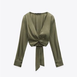 Zara Olive Green Crop Top
